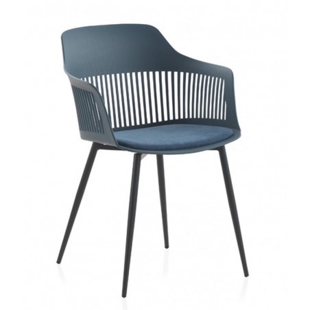 SILLÓN GIRATORIO TAPIZADO MODELO MAURO PATAS METALICAS TERCIOPELO AZUL