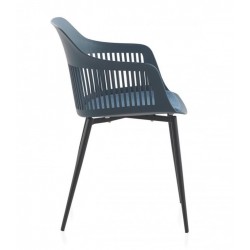 SILLÓN GIRATORIO TAPIZADO MODELO MAURO PATAS METALICAS TERCIOPELO AZUL