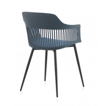 SILLÓN GIRATORIO TAPIZADO MODELO MAURO PATAS METALICAS TERCIOPELO AZUL