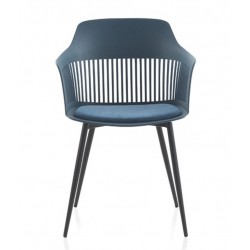 SILLÓN GIRATORIO TAPIZADO MODELO MAURO PATAS METALICAS TERCIOPELO AZUL
