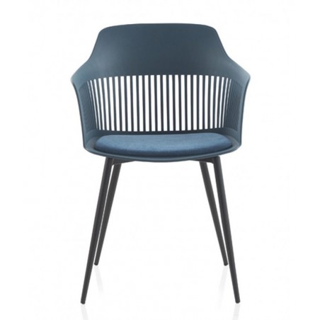 SILLÓN GIRATORIO TAPIZADO MODELO MAURO PATAS METALICAS TERCIOPELO AZUL