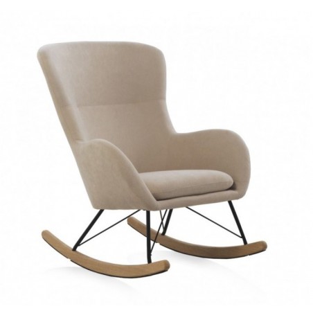 SILLÓN BALANCIN MECEDORA TAPIZADO PATAS METALICAS Y PATIN EN MADERA DE HAYA MODELO NIMBUS