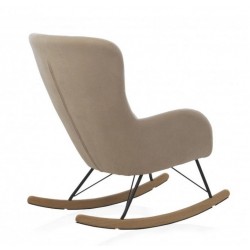 SILLÓN BALANCIN MECEDORA TAPIZADO PATAS METALICAS Y PATIN EN MADERA DE HAYA MODELO NIMBUS