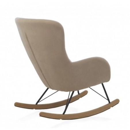 SILLÓN BALANCIN MECEDORA TAPIZADO PATAS METALICAS Y PATIN EN MADERA DE HAYA MODELO NIMBUS
