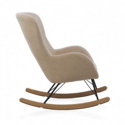 SILLÓN BALANCIN MECEDORA TAPIZADO PATAS METALICAS Y PATIN EN MADERA DE HAYA MODELO NIMBUS