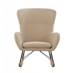 SILLÓN BALANCIN MECEDORA TAPIZADO PATAS METALICAS Y PATIN EN MADERA DE HAYA MODELO NIMBUS