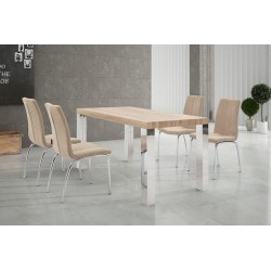 MESA DE COMEDOR SAMARKAN MDF-ACERO INOXIDABLE 160X90 VARIOS COLORES