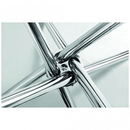 Mesa Comedor Modelo Geno Acero Cromado-Cristal Templado 80º