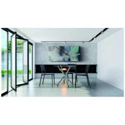Mesa Comedor Modelo Geno Acero Cromado-Cristal Templado 80º