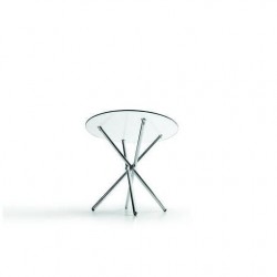 Mesa Comedor Modelo Geno Acero Cromado-Cristal Templado 80º