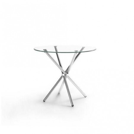 Mesa Comedor Modelo Geno Acero Cromado-Cristal Templado 80º