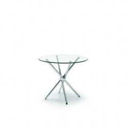Mesa Comedor Modelo Geno Acero Cromado-Cristal Templado 80º