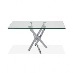 CONSOLA BILOBA ACERO CROMADO-CRISTAL 110X75