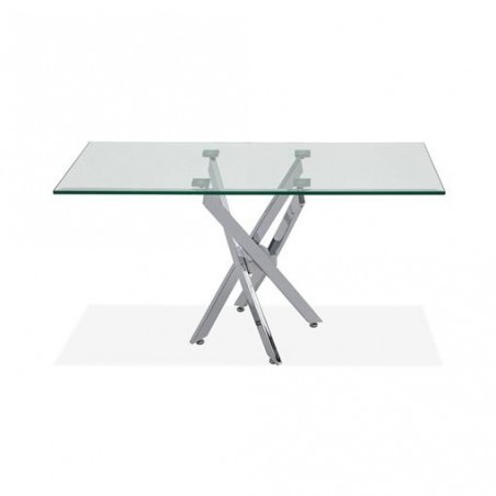 CONSOLA BILOBA ACERO CROMADO-CRISTAL 110X75