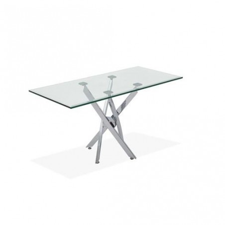 CONSOLA BILOBA ACERO CROMADO-CRISTAL 110X75