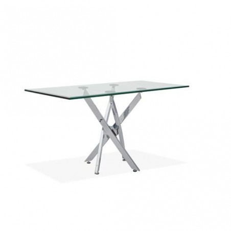 CONSOLA BILOBA ACERO CROMADO-CRISTAL 110X75