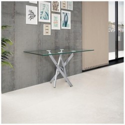 CONSOLA BILOBA ACERO CROMADO-CRISTAL 110X75