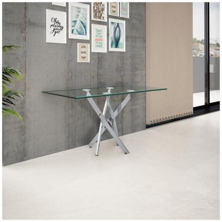 CONSOLA BILOBA ACERO CROMADO-CRISTAL 110X75