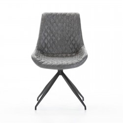 Silla Comedor Giratoria Gris Ecopiel Marrón