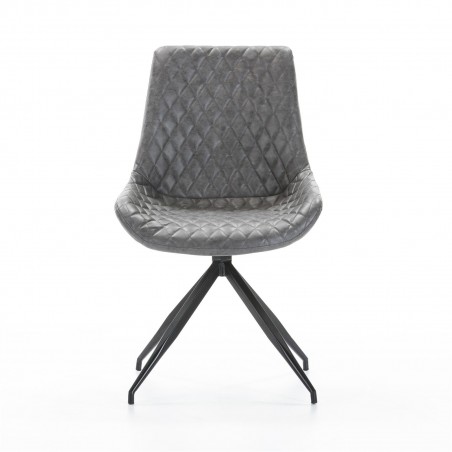 Silla Comedor Giratoria Gris Ecopiel Marrón