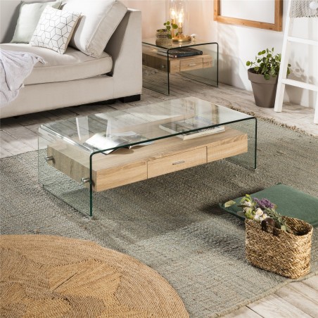 MESA AUXILIAR SIDNEY M-608 CRISTAL COLOR ROBLE