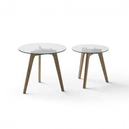 SET MESA AUXILIAR MODELO 910 CRISTAL MADERA NATURAL